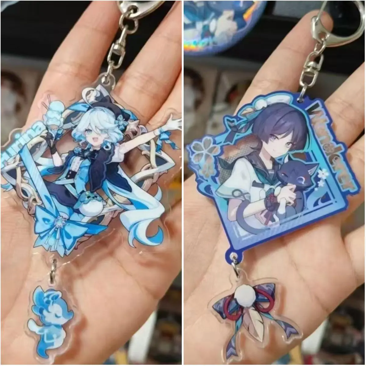 Unisex Genshin Impact Cute Casual Mini Acrylic Game Keychain Multipack (2Pcs) - Focalors, Furina de Fontaine, Wanderer Kabukimono, Balladeer Scaramouche Key Ring for Party, Birthday Gifts (Toys & Hobbies DIY Felt Crafts Accessory for Anime Fans)