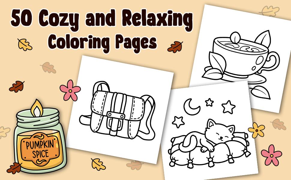 Cozy Girl Coloring Book: Bold and Easy Hygge Inspired Designs for Adults and Teens. Simple, Cute Illustrations with Thick Lines (Cozy Girl Series)