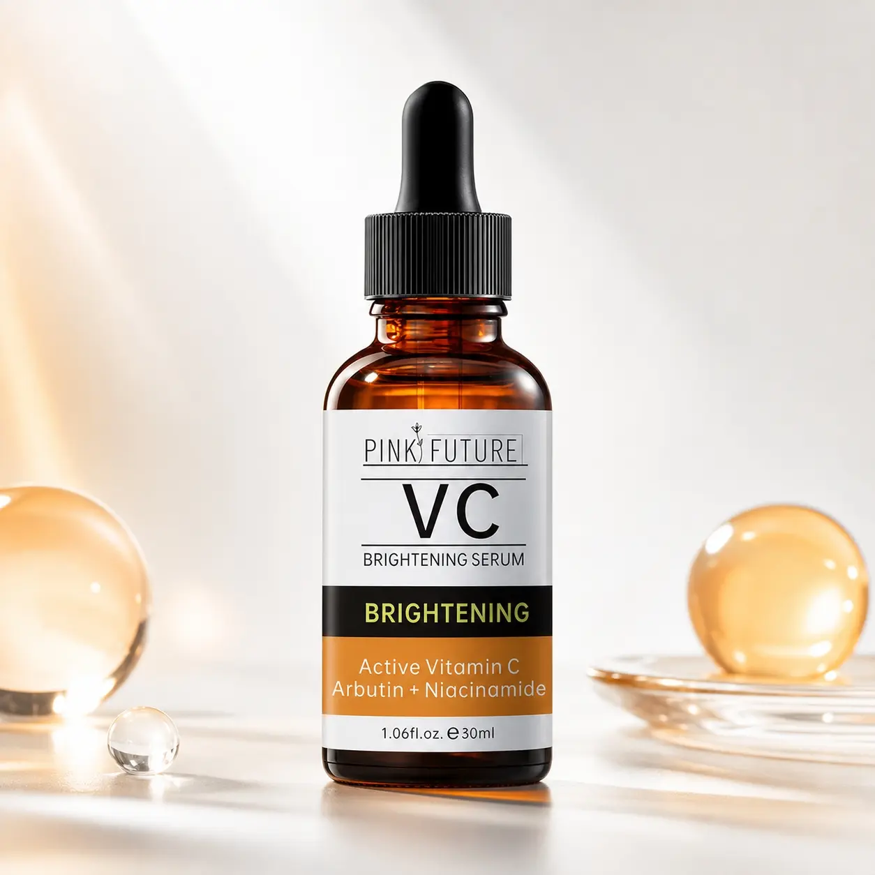 PINK FUTURE VC Brightening Serum, Booster Serum, Active Vitamin C + Arbutin + Niacinamide Face Serum for Daily Skincare, Dull-Looking Skin & Uneven Skin Tone, Serum for Hyperpigmentation, 30ml