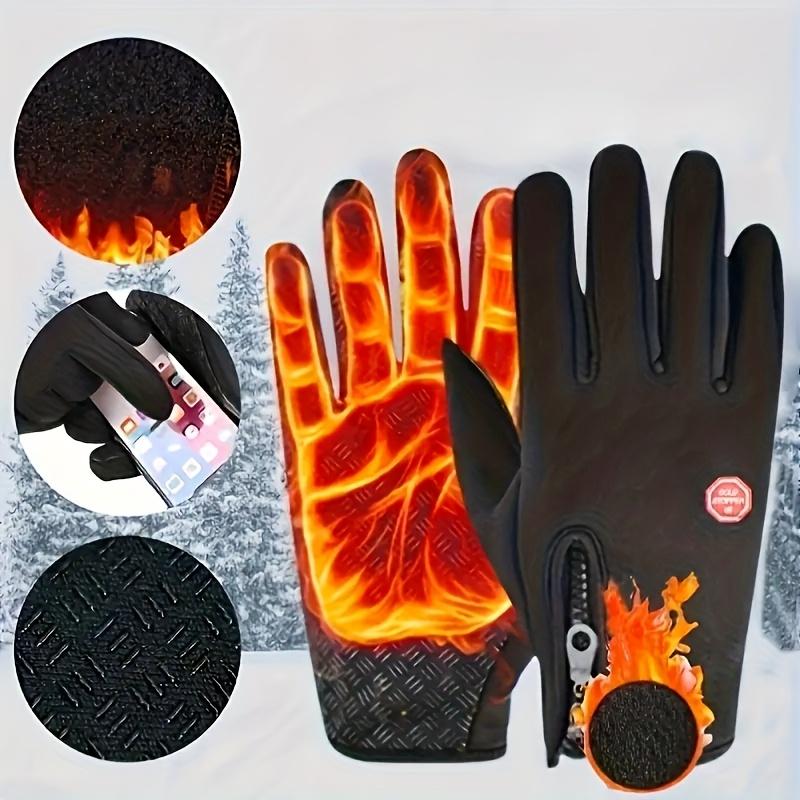 Unisex Thermal Touchscreen Gloves - Windproof Thickened 0.2inch Lining, Non-Slip Grip Zipper Closure, Ski Snowboard Cycling Commuting Gloves, Halloween Christmas Gift, Outdoor Sports Gloves, Fashionable Glove Design, Durable Gloves