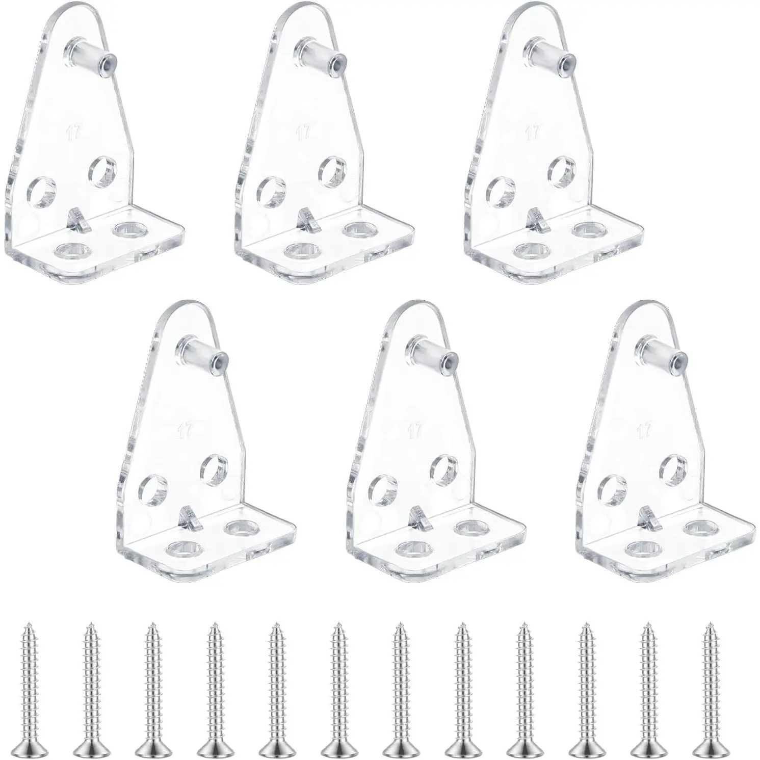 6 Pieces 1 Inch Mini Clear Plastic Hold Down Brackets for Blinds Bottom Rail Hold Clips Replacements Blind Parts with Install Screws for Windows Doors