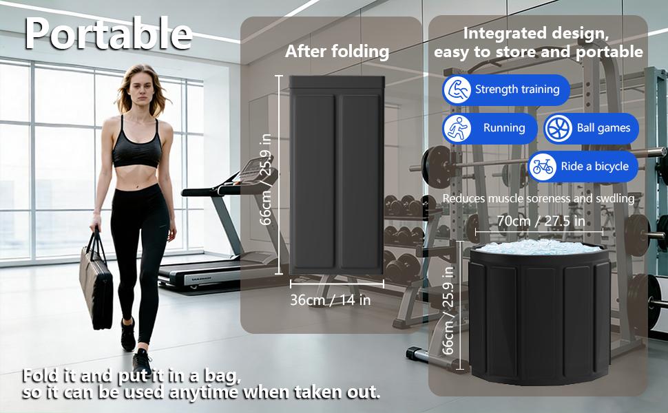 Portable Bathtub for Adult, Foldable Soaking Bathtub for Hot SPA&Ice Bath, Foldable Small Bathtub collapsible bathtub for Bathing, 6-layer Insulated portable tub,Space-Saving (black, 25.9X27.5 IN)