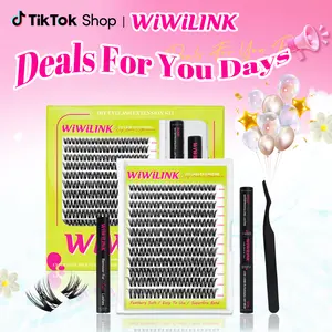 WiWiLINK Muse Universal Lashes, Cluster Lashes C D Curl, DIY Lash Extension Kit and Lash Clusters, 8-14mm with Bond, Seal, and Remover - Ultra-Thin Transparent Bands