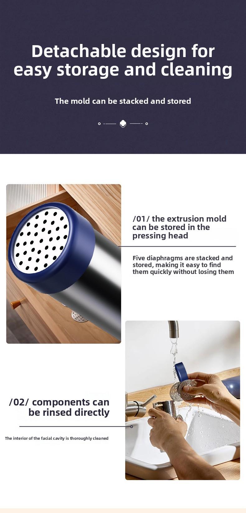 Multifunctional Handheld Noodle Maker Wireless Electric Household 5-Head Noodle Press Portable Rechargeable Kitchen