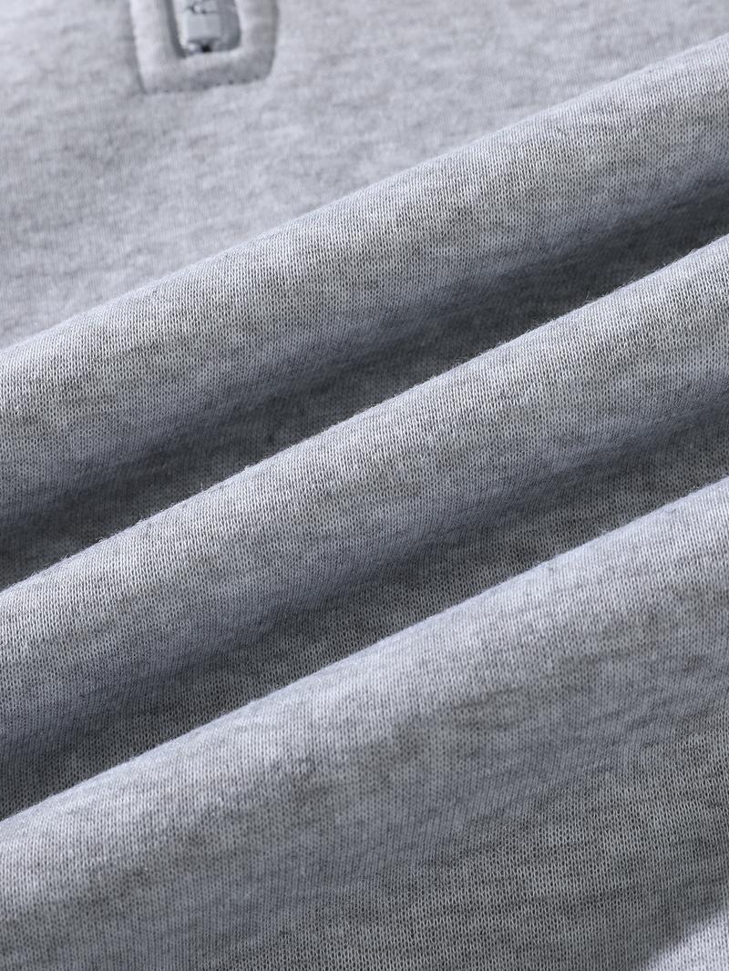 Men's Fleece-Lined Casual Fuzzy Hoodie, Plain Basic Shoulder Pad Warm Sweatshirt, Ideal for Cold Weather, Outdoor Sports, Streetwear