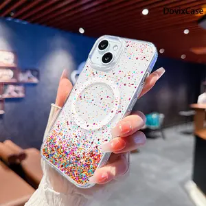Phone Case: Colorful Confetti Falling for Festive Celebration. Transparent Acrylic Magnetic HD Clear Shockproof Printed Phone Case for iPhone 17 E Air Pro ProMax iPhone16 15 14 Plus 13 12 Mini 11 X XS XR Series Full Models Great Gift