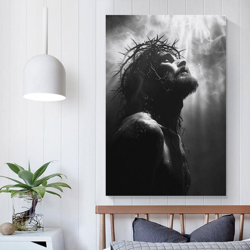 Jesus Christ Portrait Canvas Print Religious Wall Art Bible Print Spiritual Canvas Living Room Decor Canvas Print