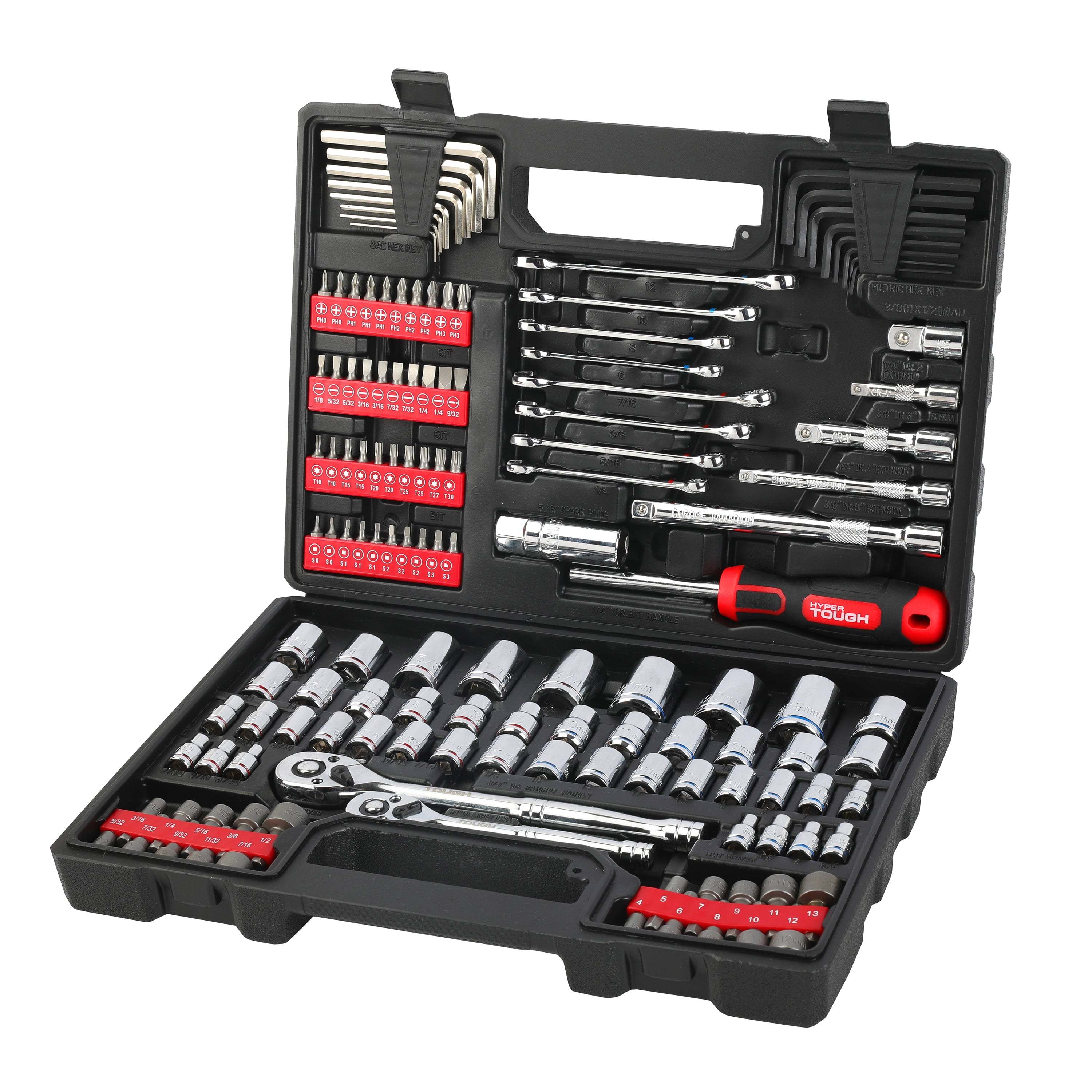 144-Piece 1/4, 3/8 and 1/2-inch Drive Mechanics Tool Set, Chrome Finish-2024