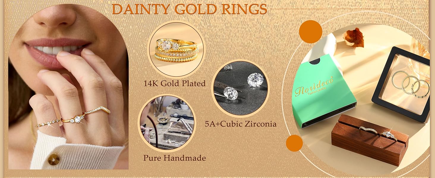 Florideco Stackable Gold Rings for Women 14K Gold Plated Minimalist Non Tarnish Cubic Zirconia Thumb Ring Set Dainty Gold Knuckle Ring Trendy Statement Stacking Rings Set Size 5-10 Florideco Stackable Gold Rings for Women 14K Gold Plated Minimalist Non Tarnish Cubic Zirconia Thumb Ring Set Dainty Gold Knuckle Ring Trendy Statement Stacking Rings Set Size 5-10