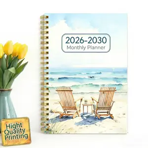 2026-2030 Monthly Planner/Calendar - January 2026 to December 2030, 5-Year Monthly Planner, Leisure Time Theme Cover Design Notebook, Annual Calendar Planning, Monthly Tabs, 60-Month Calendar, 5.5 x 8.3 Inches, Thickened Paper, Elastic Cover, Durable Doub