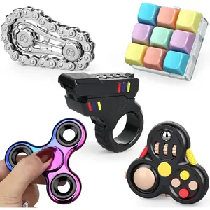 5 PCS Fidget Toys Set for Adults, Fidget Slider, Fidget Cube, Spinner Toy, Keyboard Clicker Toy, Fidget Pad, Cool Gadgets Office Desk Toy for Men Teen Giftfidget toys