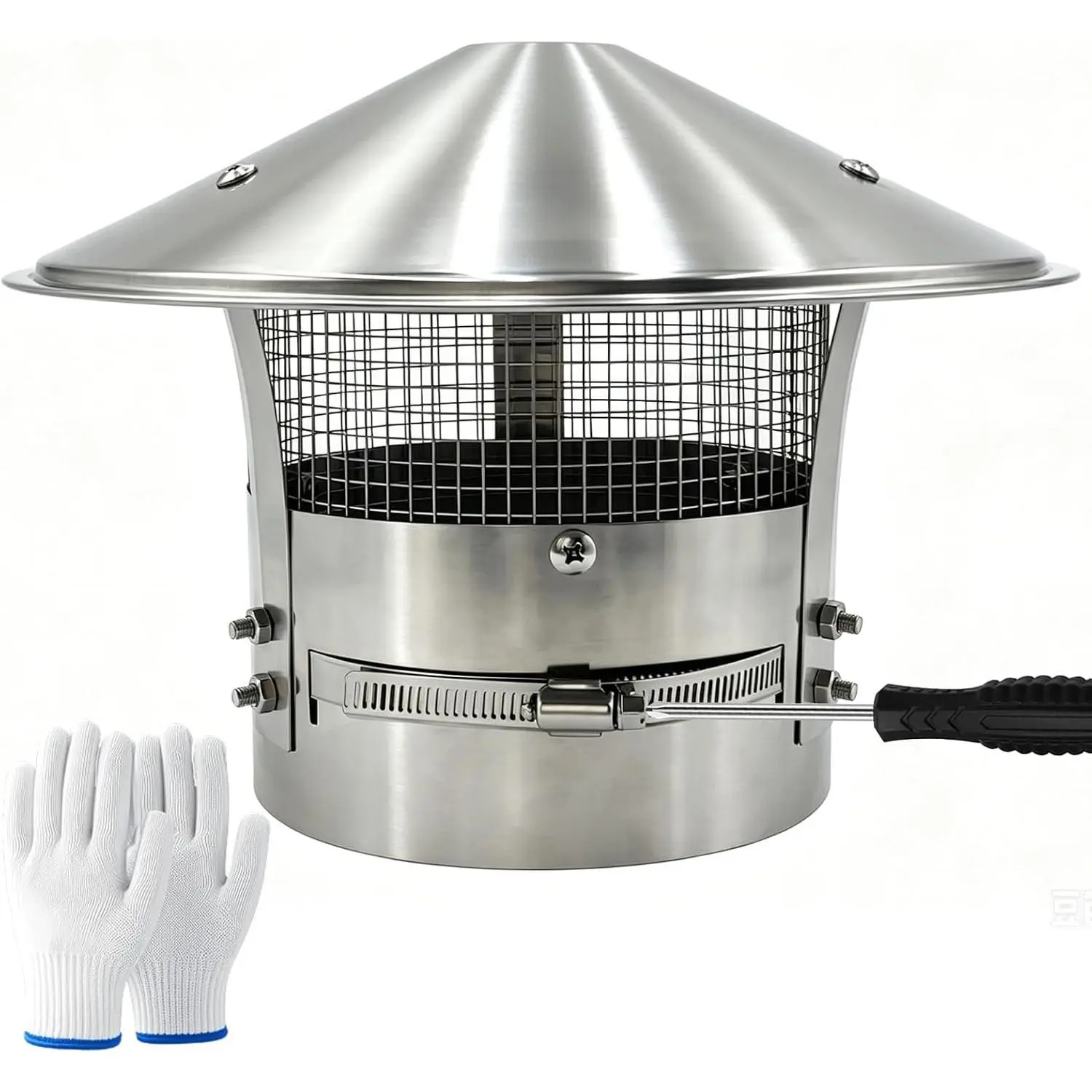 6-Inch Rust-Proof Stainless Steel Adjustable Chimney Cap - Dense Mesh, Easy Installation, Blocks Leaves, Keeps Small Animals Out, for Mobile Home Outdoor Use