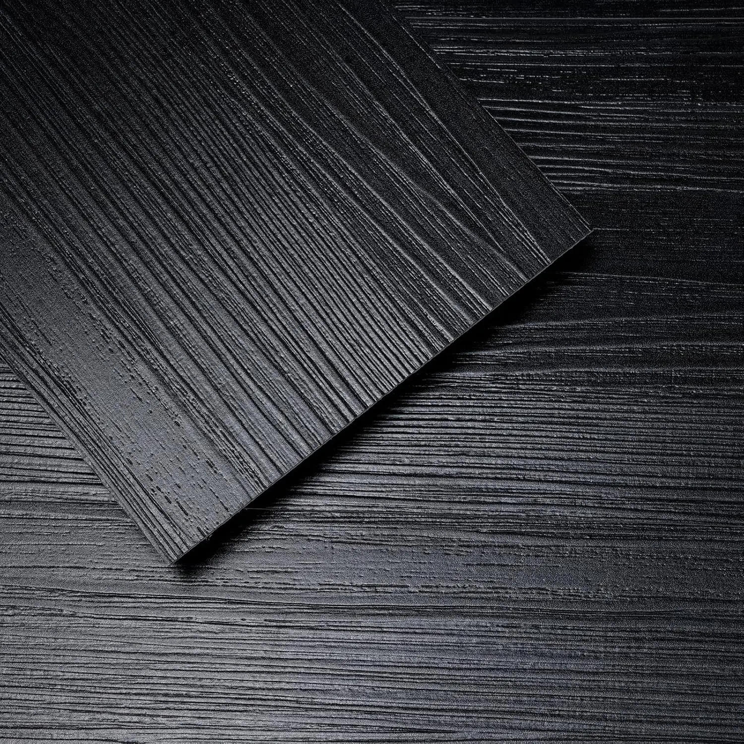 Black Stripe Grain Plank Peel and Stick Vinyl Flooring, 12-Pack 18 Sq Ft Self-Adhesive Removable Art Deco Flooring for Home Indoor Bedroom Living Room, Protective Building Supplies