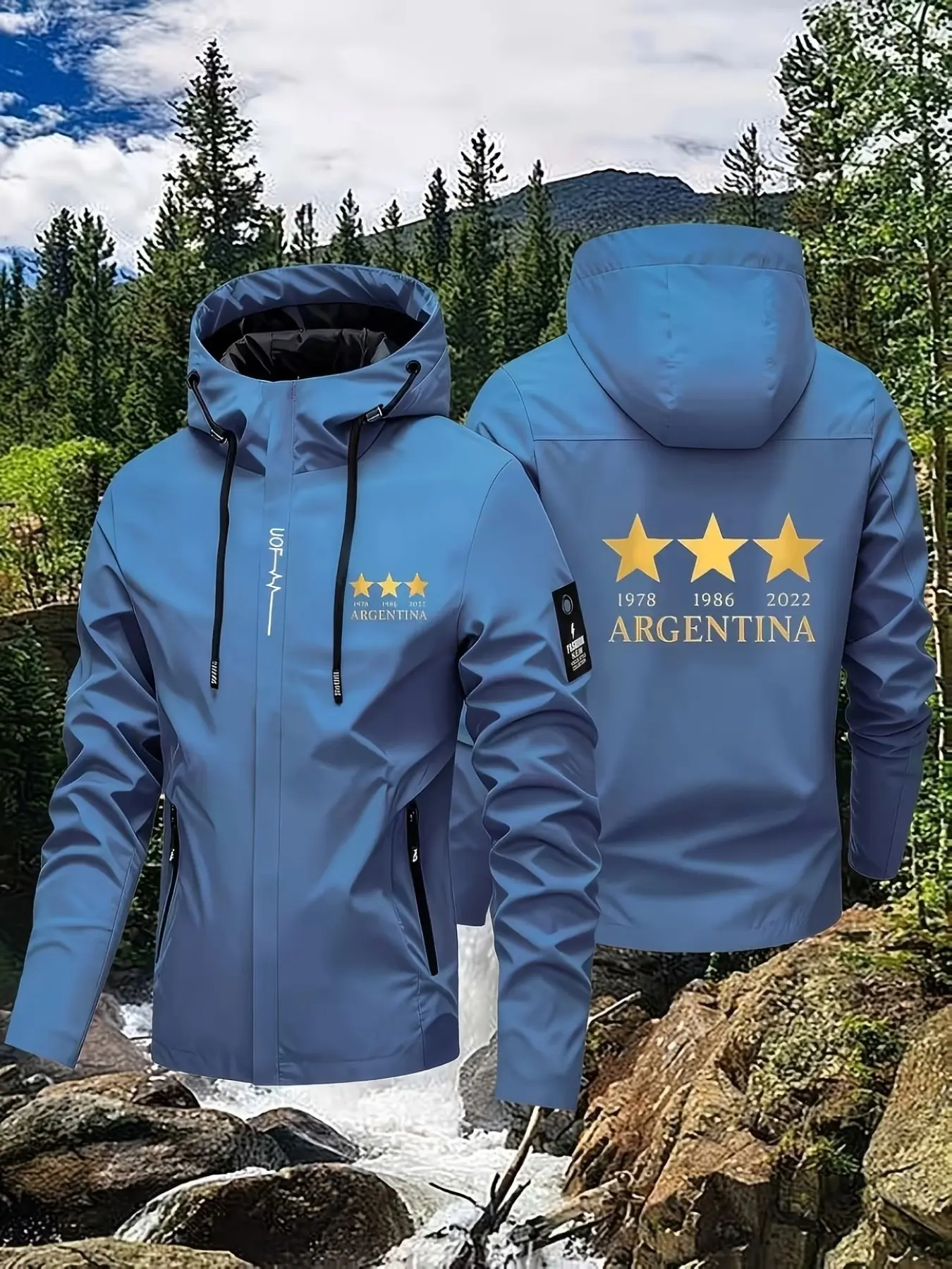 2026 New Temperature Control Jacket, Football Team Logo Hooded Jacket, Argentina Championship Year Element, Outdoor Sports Coat