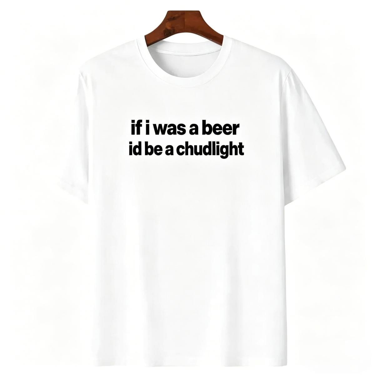 Crew Neck Cotton Polyester Graphic T-Shirt, "id be a Chudlight" Funny Slogan Tee, y2k Fashion Casual Streetwear Humor Shirt, Comfortable & Breathable Material, Everyday Outfit, Gifts, SuperYi