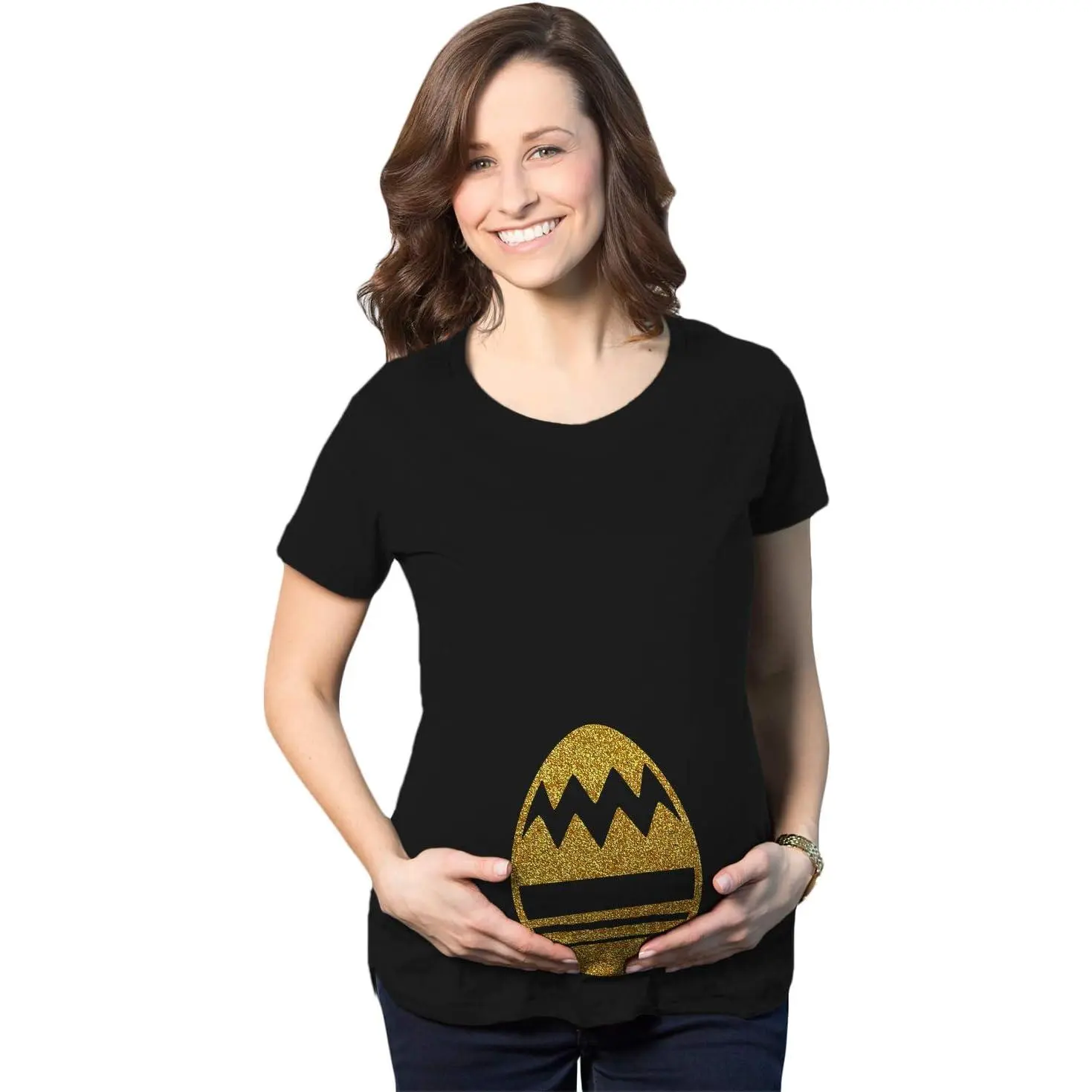 Maternity Golden Easter Egg Bump Funny   Announcement T Shirt
