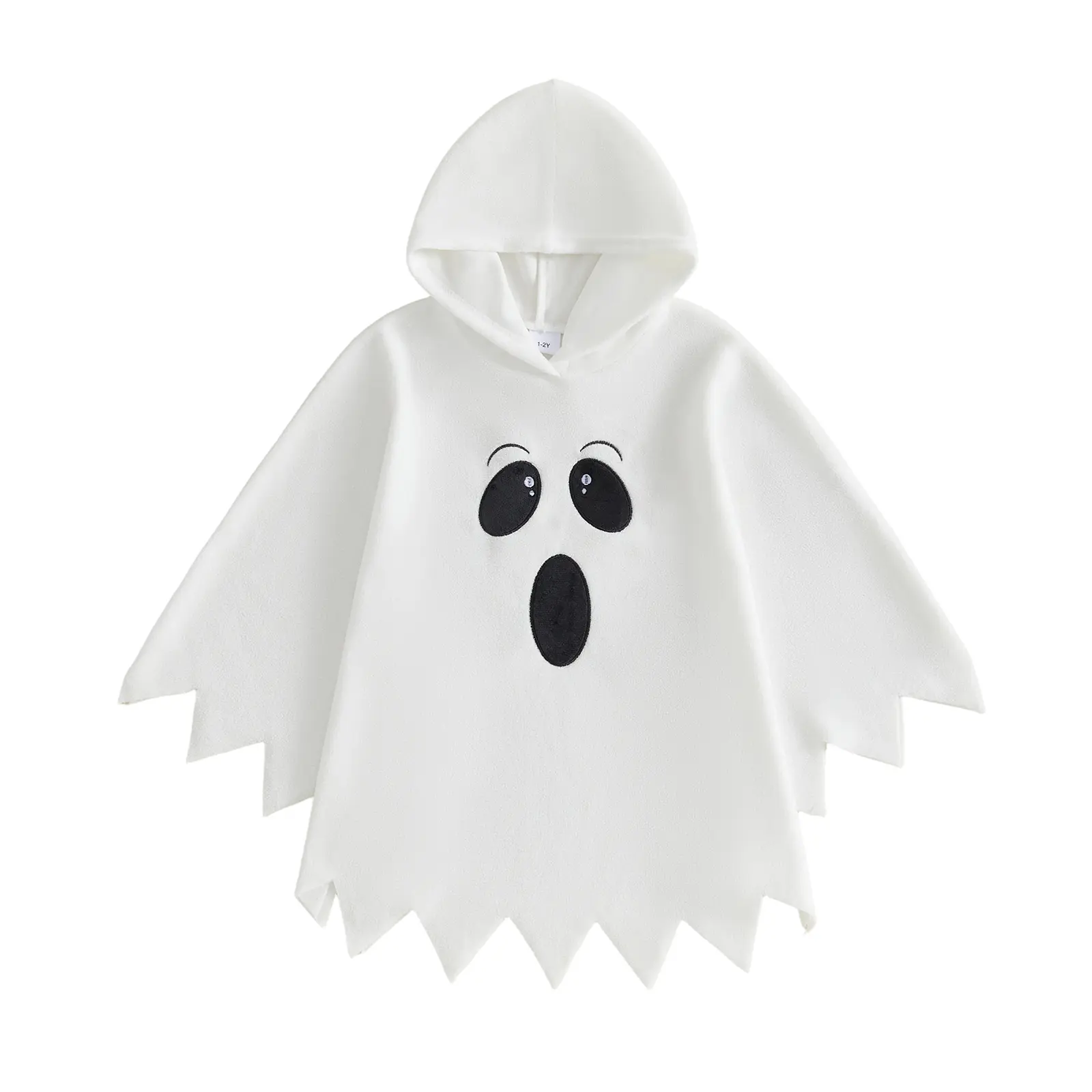 Canrulo Toddler Baby Little Boy Girl Halloween Ghost Cape Costume Hooded Ghost Face Applique Poncho 1-6 Years