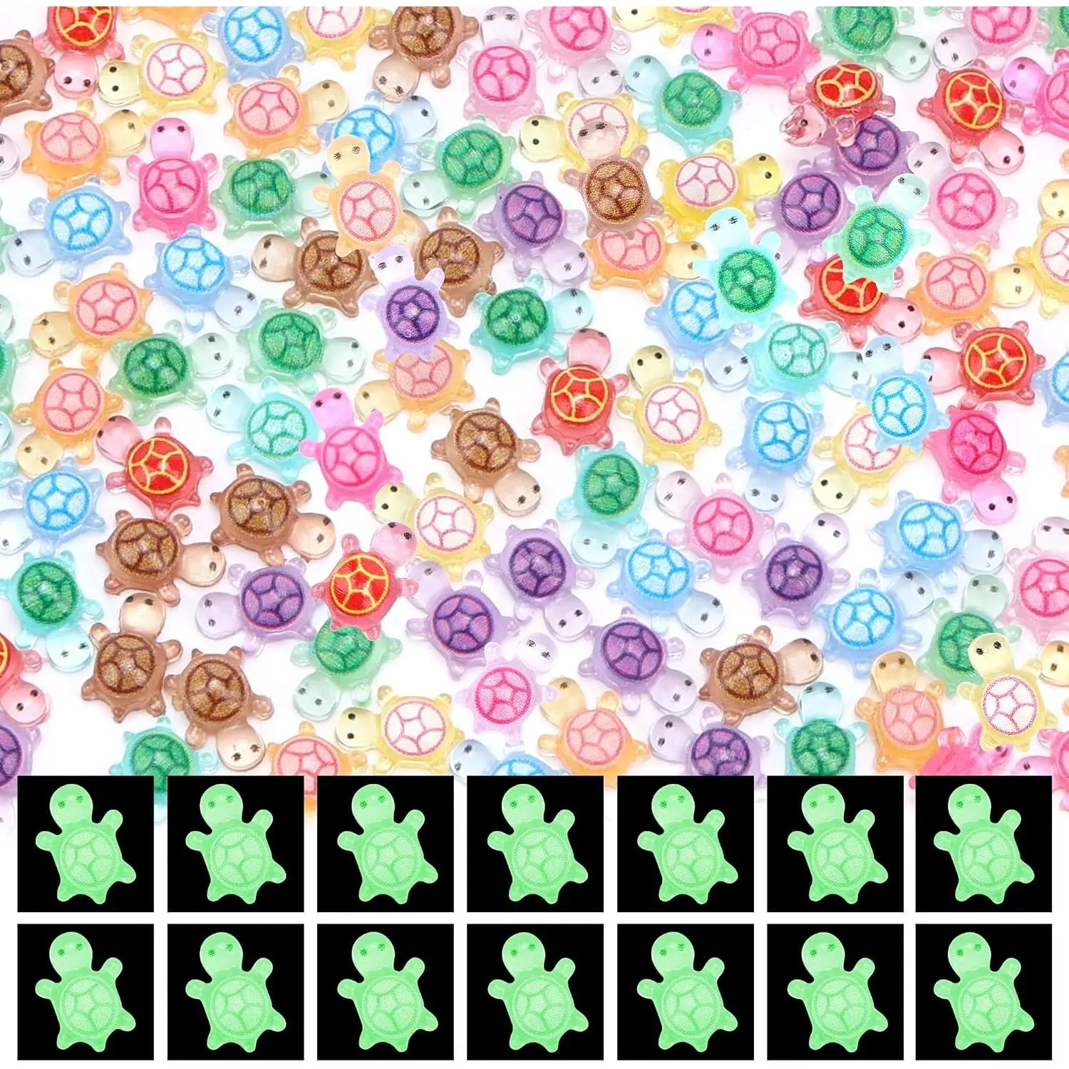 300 count Glow in the Dark Mini  Turtles  Luminous Sea Turtle Figures Small   for Fairy Garden  Landscaping Dollhouse  Decor Crafts