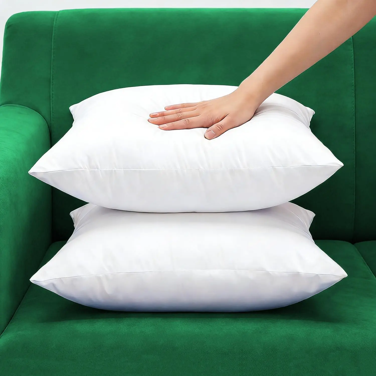 Set of 2 Firm & Fluffy Cotton Throw Pillow Inserts, 18x18 Inches, Thick Plump Pillow Forms with ZipperGift