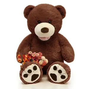MorisMos Giant Teddy Bear, 39inch Large Stuffed Animals with Big Footprints Plush Stuffed Bears Gift for Kids, Dark Brown