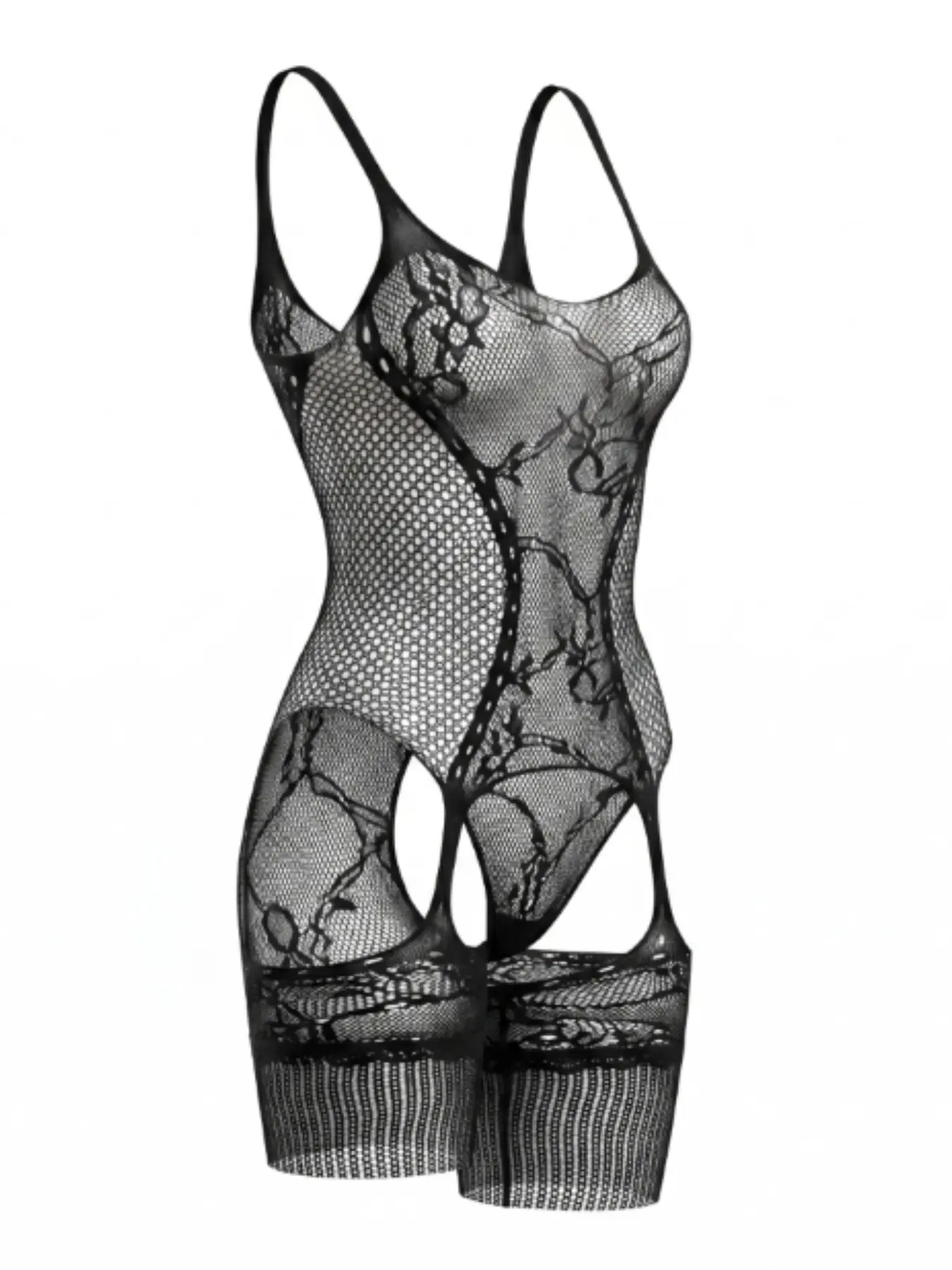 1-Piece Women's Black Lace Mesh with Exquisite Pattern Mysterious Alluring Sexy Bodystocking - For Intimate Couple Moments, Romantic Valentine's Day, Private Parties, Halloween Events, Gothic Themed Activities & Dark