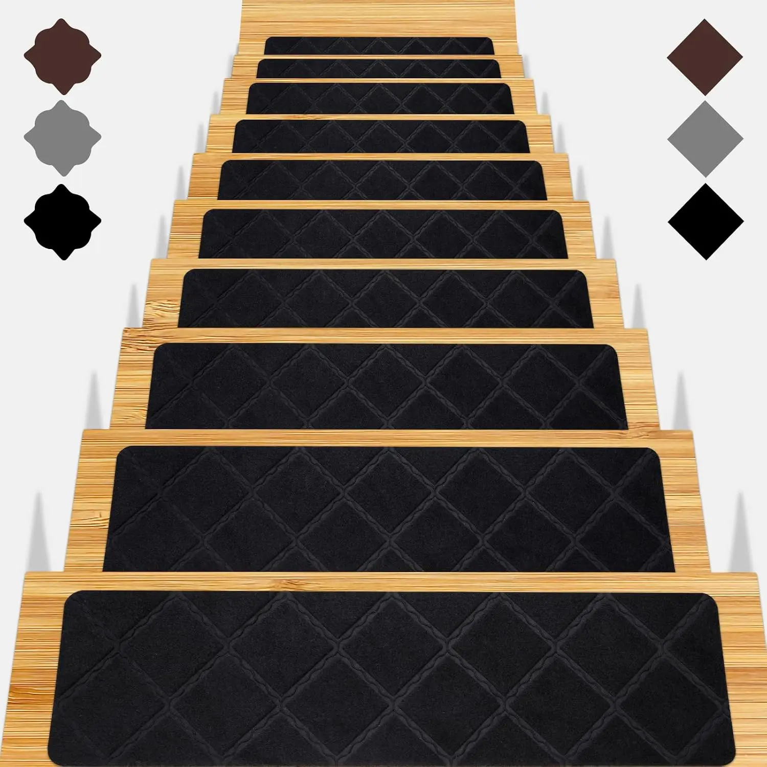 Stair Treads for Wooden Steps 15 count - 8x30in Carpet Stairs Runner Indoor Non-Slip Stair Mats for  Elders and Pets | Indoor Stair Mats for  Elders and Pets