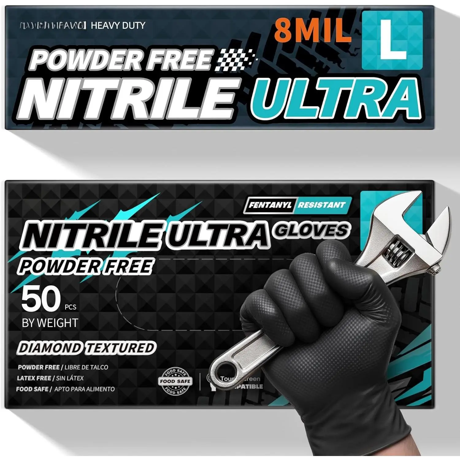 Disposable Gloves, 8Mil Latex &  Free  Resistant Heavy Duty  Safe  Glove Black 50 count