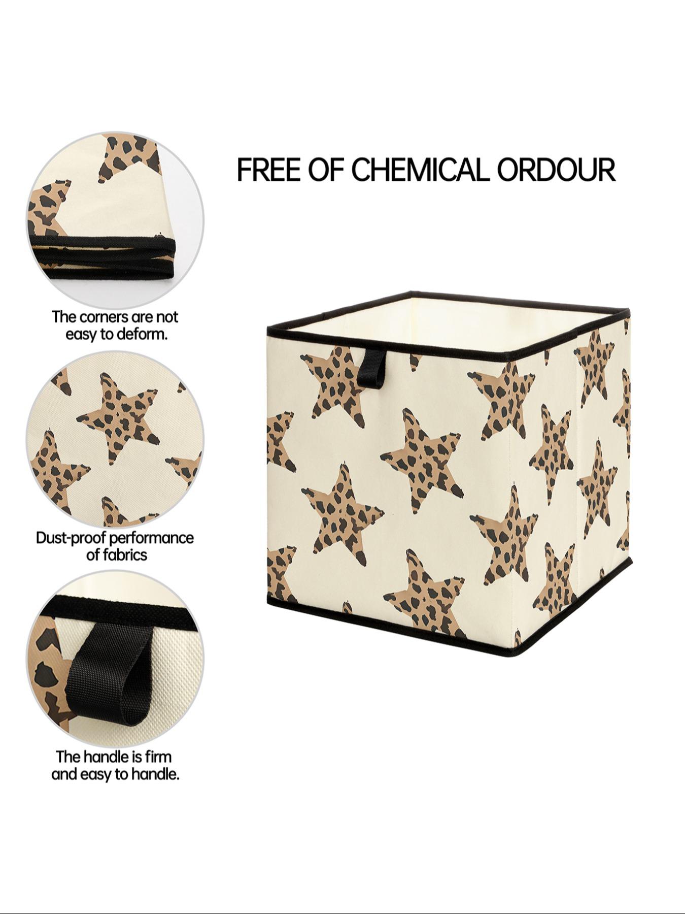 Leopard Print Star Pattern Open Storage Box, Stackable Drawer Organizer, Durable Multi-Functional Design for Home Dorm Room Organization