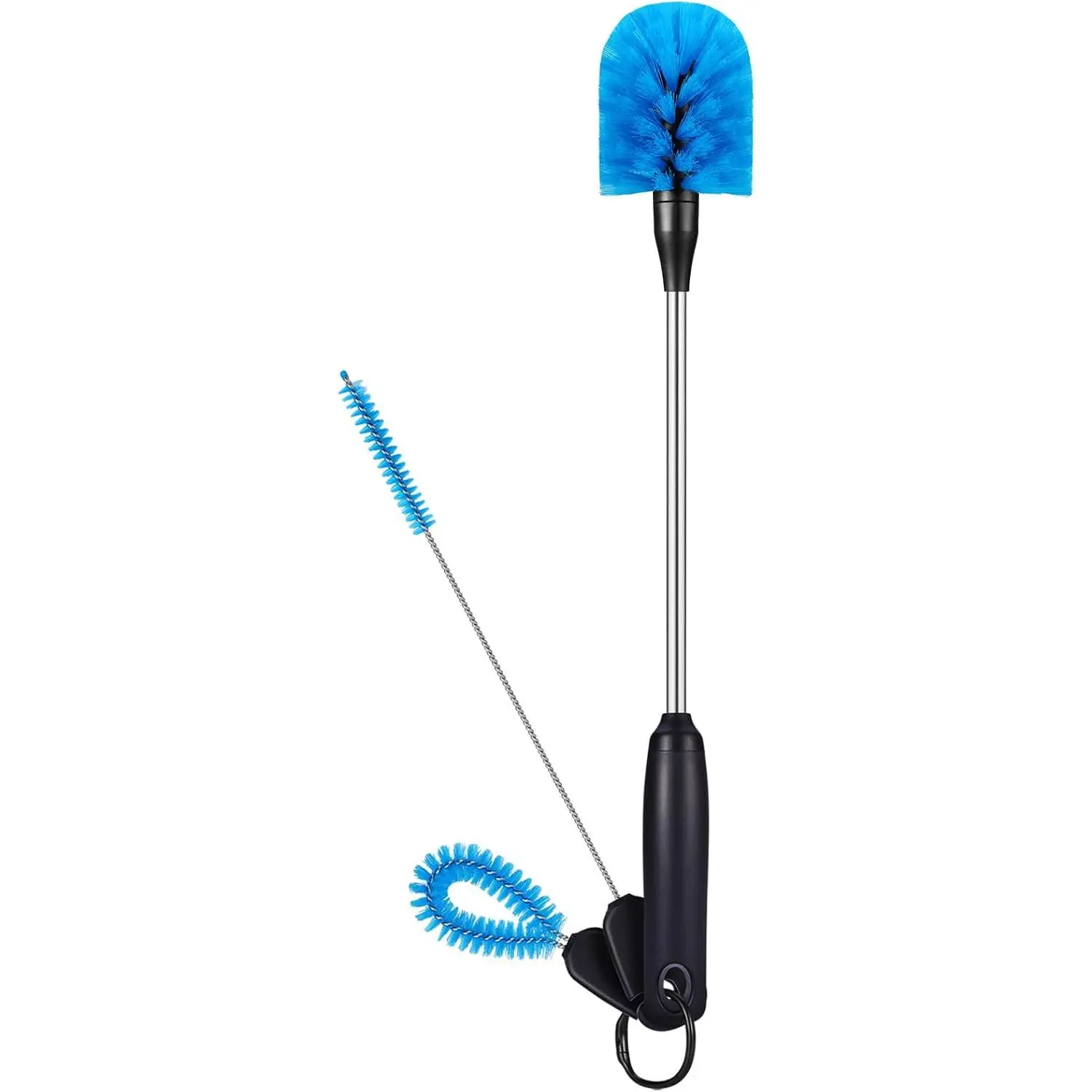 3-in-1 Water Bottle Brush and Straw Cleaning Set, Round  | Non-Silp, Stainless Steel, Long Handle with Replaceable  for Water Bottles, Glasswares, Mugs, Flasks, Tumblers, Vases