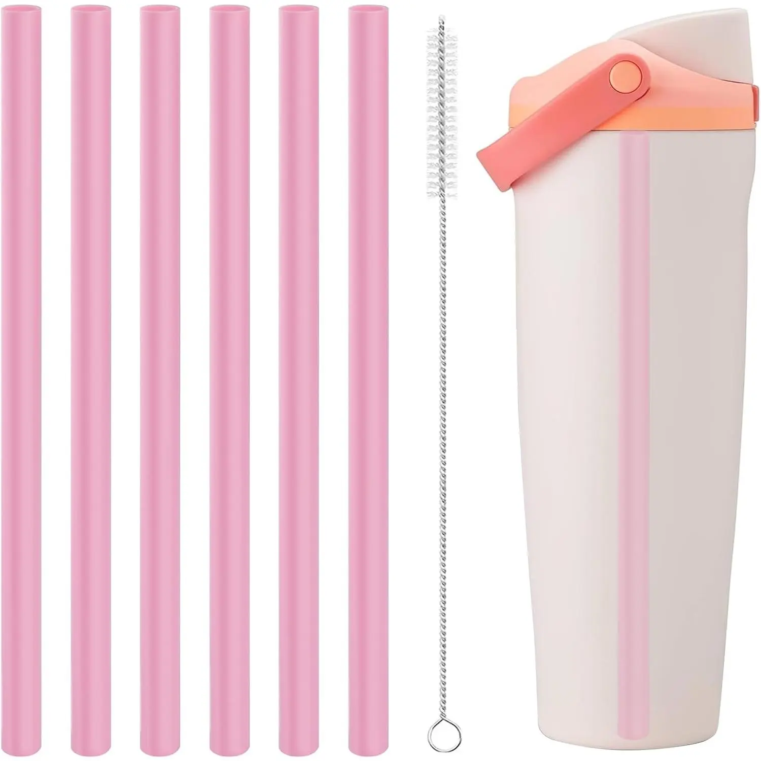Straws  Compatible with  Freepsip 24oz,32oz Water Bottle,  For  Free Sip Sway 30 oz,Include 6  Straws and 1 Cleaning Brush,