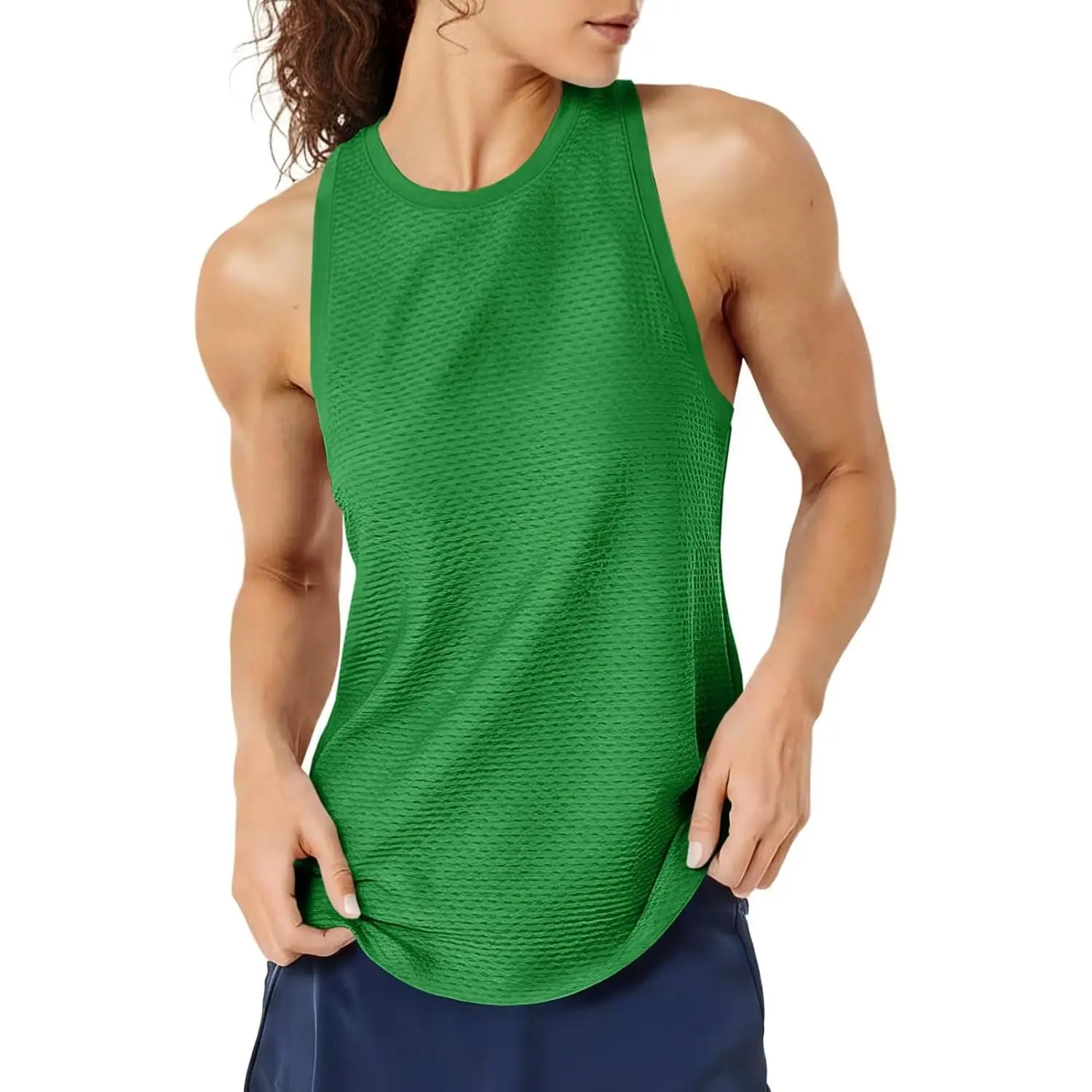 Outdoor sports Fisoew Womens Summer Workout Tank Tops Racerback Athletic Gym Yoga Tops Loose Fit Sleeveless Running Active Shirts