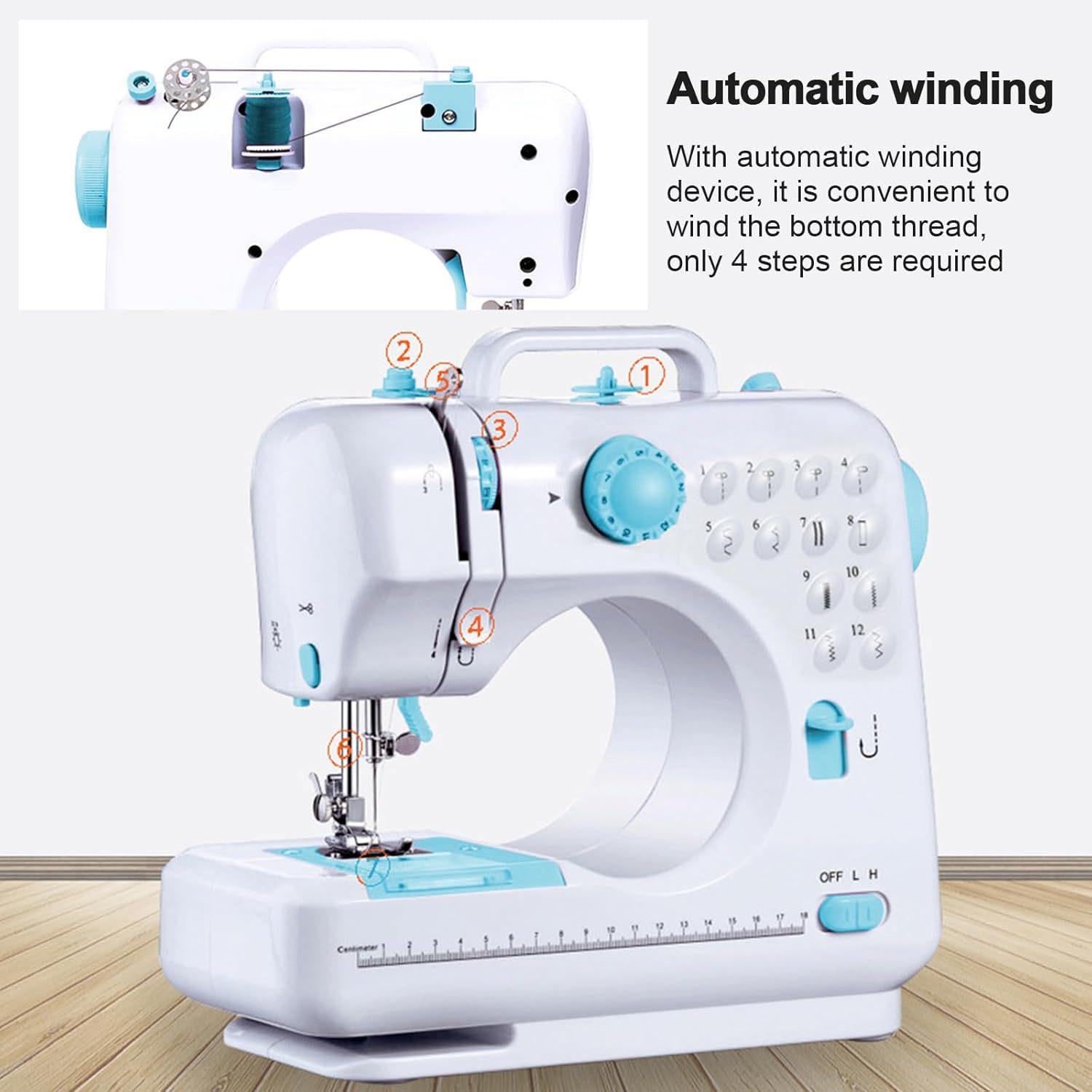 Desktop Sewing Machine Mini Portable Overlock Sew Thick Fabrics Attach Buttons Electric Automatic