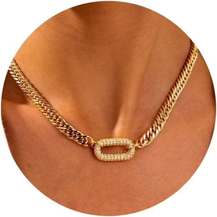 Zirconia Cross Pendant Necklace on Cuban Chain: 16" Unisex Jewelry, Valentine's Day Gift with Zircon Clasp