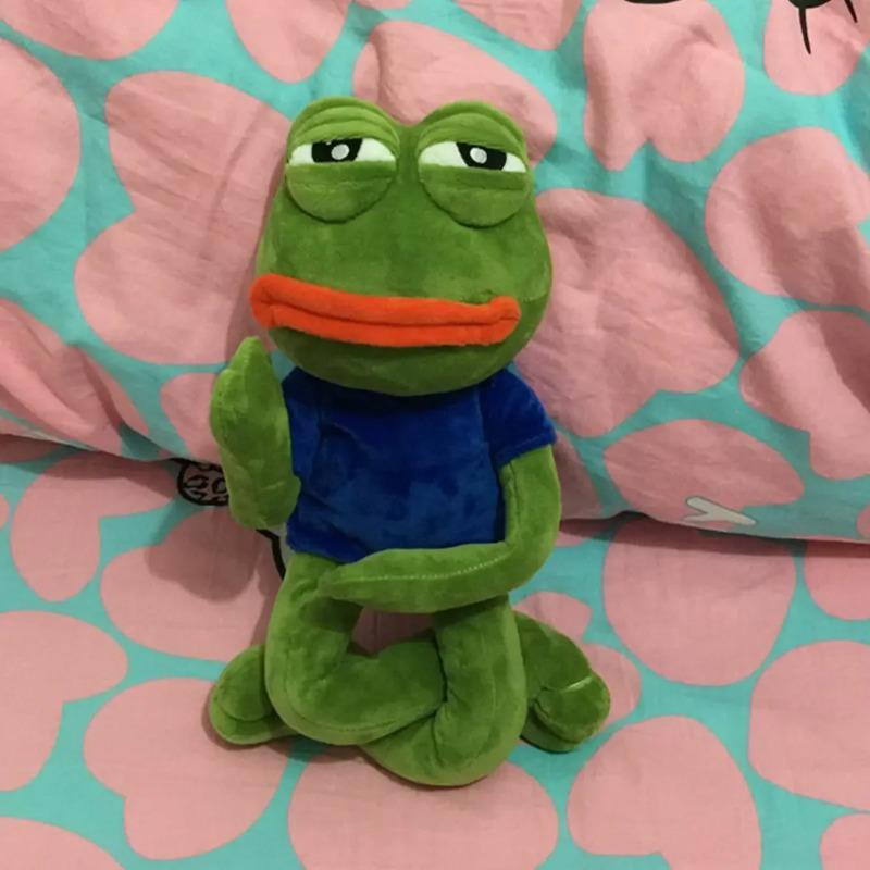 45cm Animal Sad Frog Plush Toy Soft Stuffed Pillow Magic Expression Pepe The Sad Frog Plush Doll Birthday GIfts For Girls Boys
