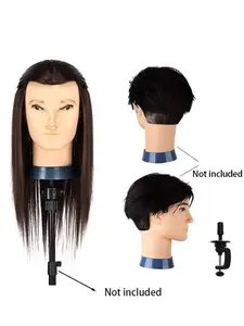 Realistic Male Mannequin Head with Thick Synthetic Hair, Unisex Hairstyling Training Doll Head for Haircutting, Barbers, Salons, Durable & Easy Maintenance