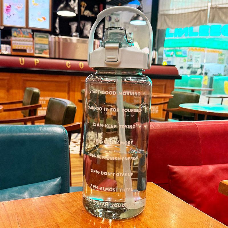 64oz Large Capacity Sports Water Bottle with Straw, Durable Polycarbonate Material, Leak-Proof Design, Ideal for Running & Fitness Activities