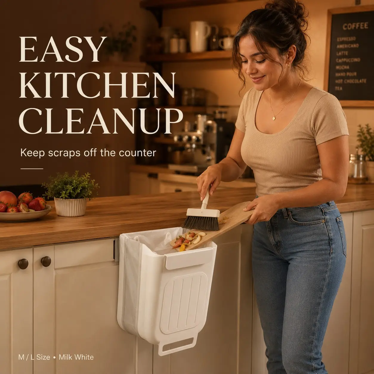 Collapsible Hanging Kitchen Trash Can Foldable Trash Can Cabinet Hanging Garbage Small and Convenient Countertop Rubbish Bin Kitchen Bathroom Accessories Home
