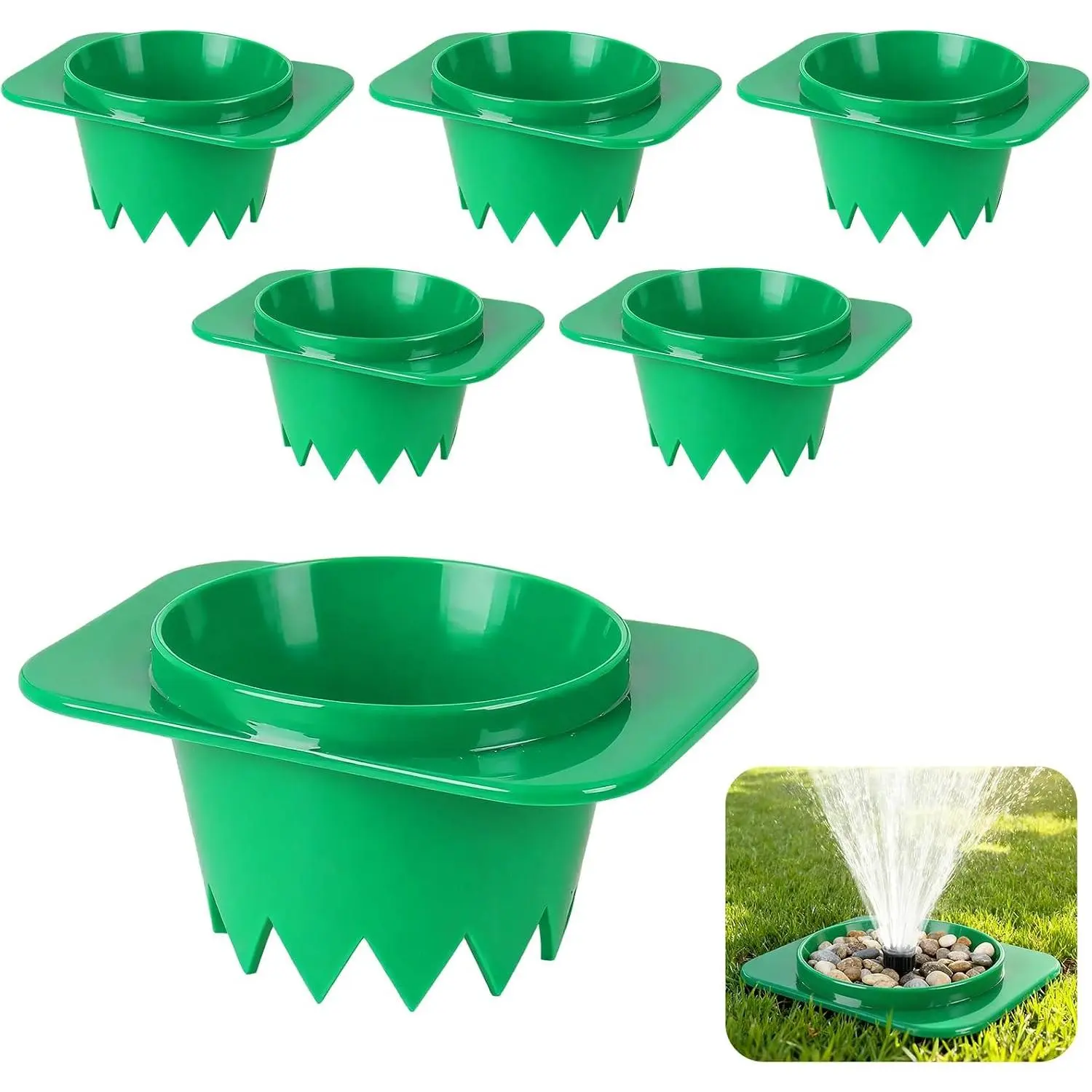 6-Pack Sprinkler Head Protectors - Sprinkler Head Guards for Lawn, Plastic Sprinkler Donut Guards to Protect Sprinklers from Damage (6, Green)