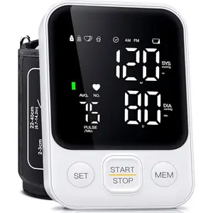 Blood Pressure Monitor Upper Arm Monitors for Home Use BP Machine with 2x120 Reading Memory Adjustable Arm Cuff 8.7"-15.7" Large Display with LED Background Light Storage Bag White