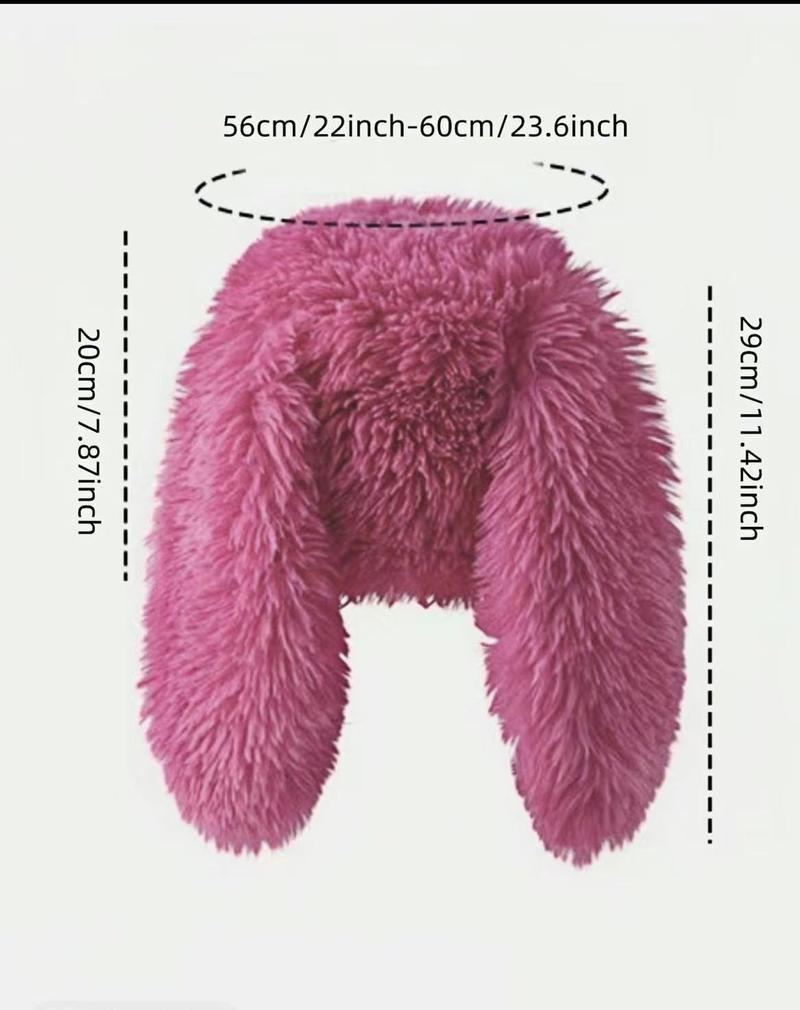 Cute Fluffy Rabbit Ear Design Caps, White Caps, CasuaSoft Plush Warm Beanie Hat for Women & Men, FashionAccessories for Daily Wear, Funny Bunny Hat