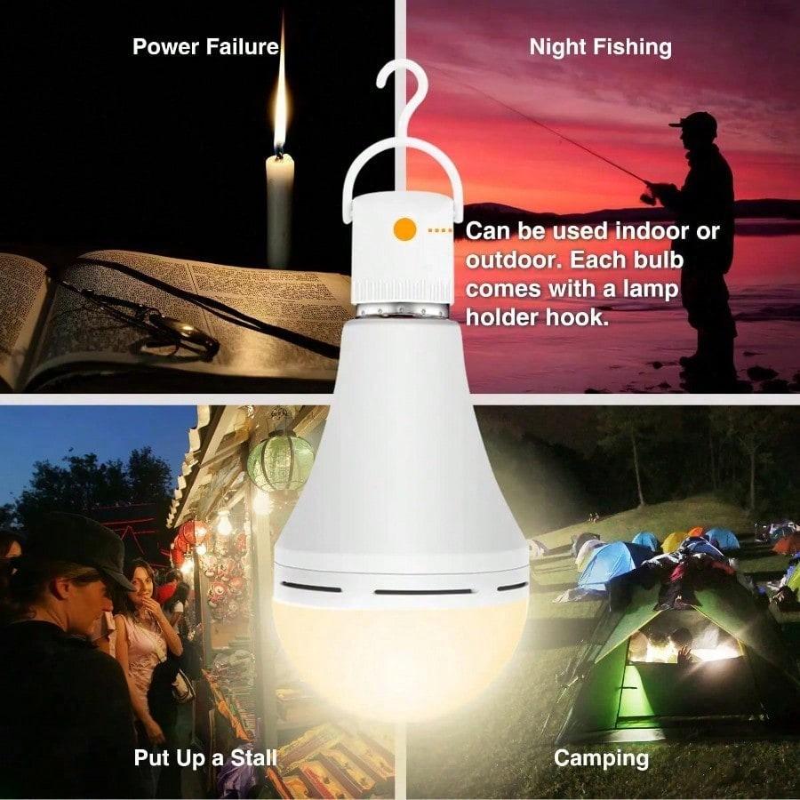 4 Pack Rechargeable Emergency Light Bulbs Battery Powered LED Light Bulb E27 12W 60W Equivalent for Home Power Outage Camping