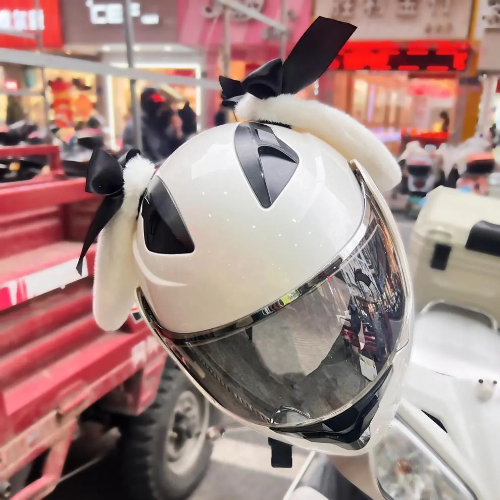 2pcs New Motorcycle Helmet Decoration Ears Cute Bunny Ears Motocross Riding Helmet Stickers Women Child Decor Accessory Cosplay