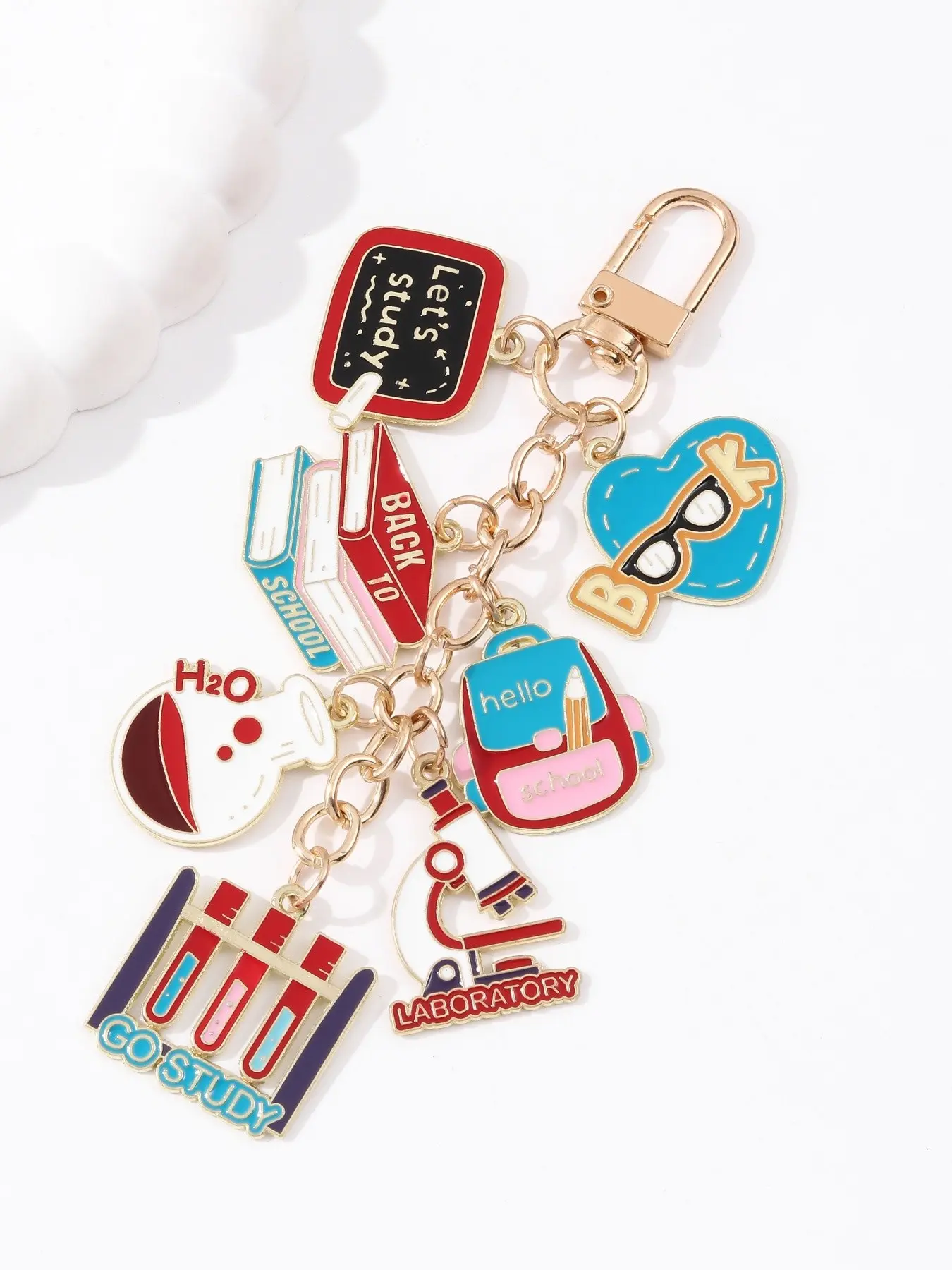 School Biology Microscope Test Tube Keychain, Cute Heart Design, Perfect Back-To-School Gift, Fashionable Bag Charm for Students