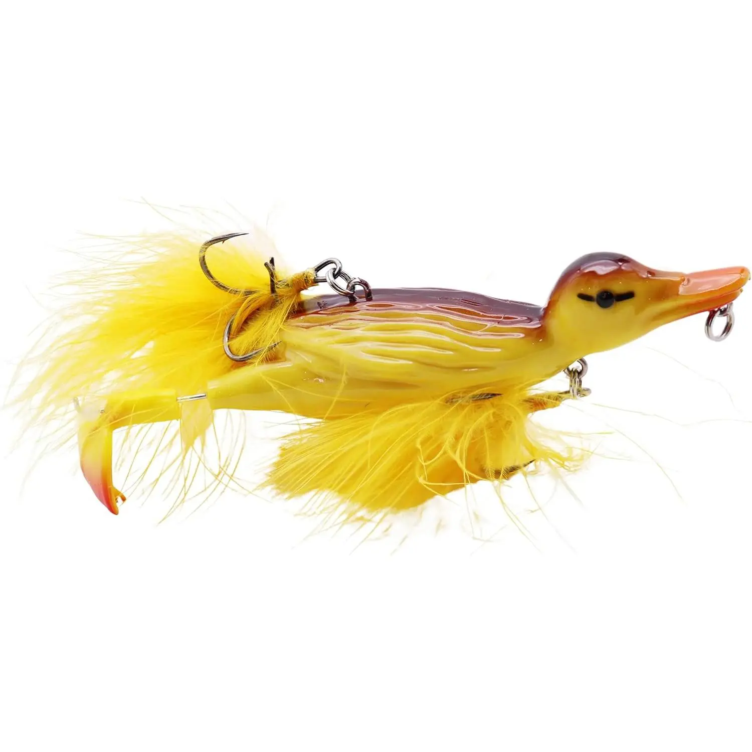 1piece 3D Duck Topwater Fishing Lure Yellow Duckling Floating Artificial Bait Plopping and Splashing Feet Hard Fishing Tackle Geer 12cm 28g
