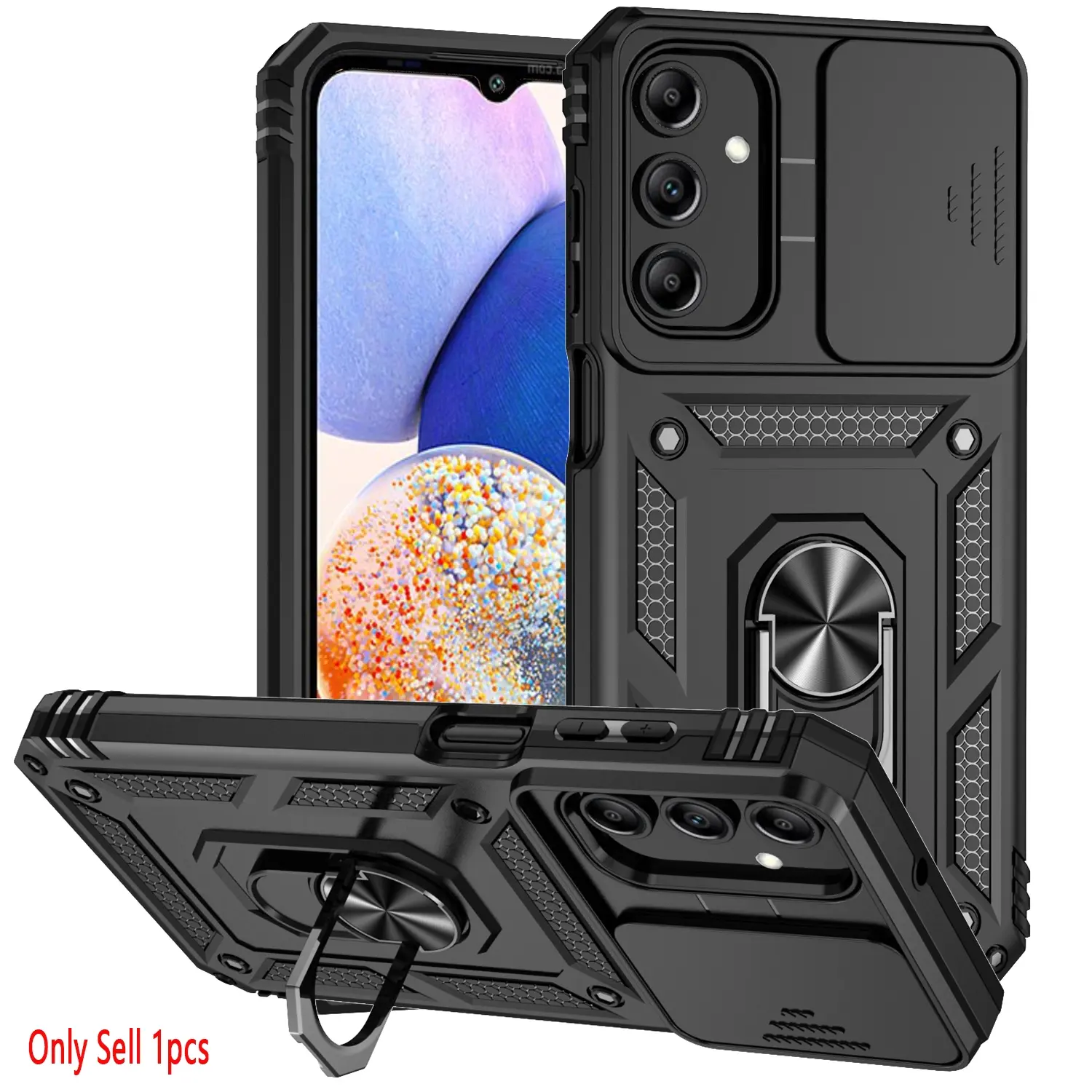 Case for Samsung Galaxy  A15 Removable Camera Lens Cover, 360° Rotatable Magnetic Ring Stand, Shockproof, Protective, Military Grade Protection Protective Covers for samsung galaxy a15 phone case