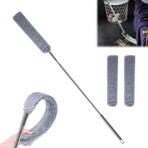 Emcgicc Retractable Gap Dust Cleaner, Microfiber Hand Duster, Under Fridge & Appliance Duster, Telescopic Dust Brush for Wet and Dry, Cleaning Tools for  Bedroom Kitchen (55.2in, Grey)