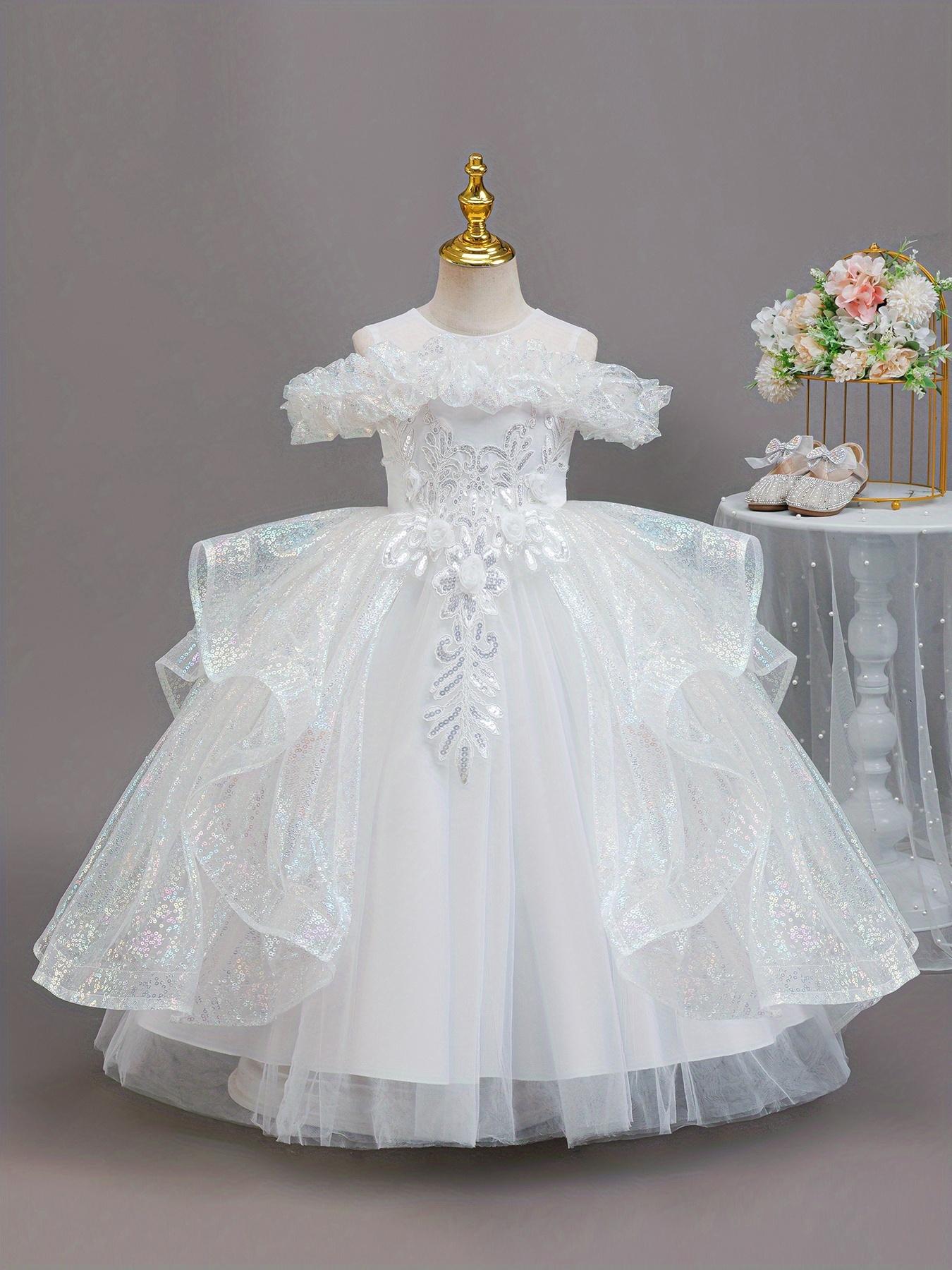 Girls' Elegant Princess Dress with Sparkling tutu & net - Sleeveless Mid-Length Recital Dress Birthday Party Outfit, Nutcracker - Hand Washable Gown all-Season Wear ( & Little Girls)