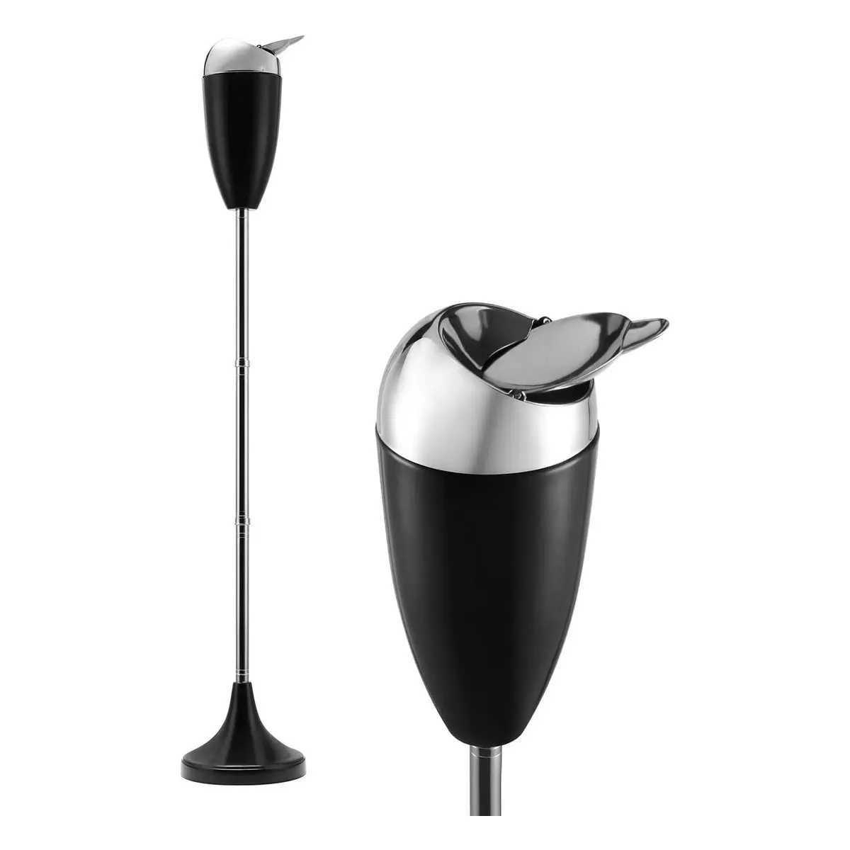 Multi-Size Height Adjustable Stainless Steel Decor Ashtray with Lid - 6in ABS Plastic, Smokeless, Windproof, Easy to Assemble and Clean Tall Stand Holder, 20in/27.5in/35in Heights for Outdoor Patio Home Decor Cigarette Ash Receptacle