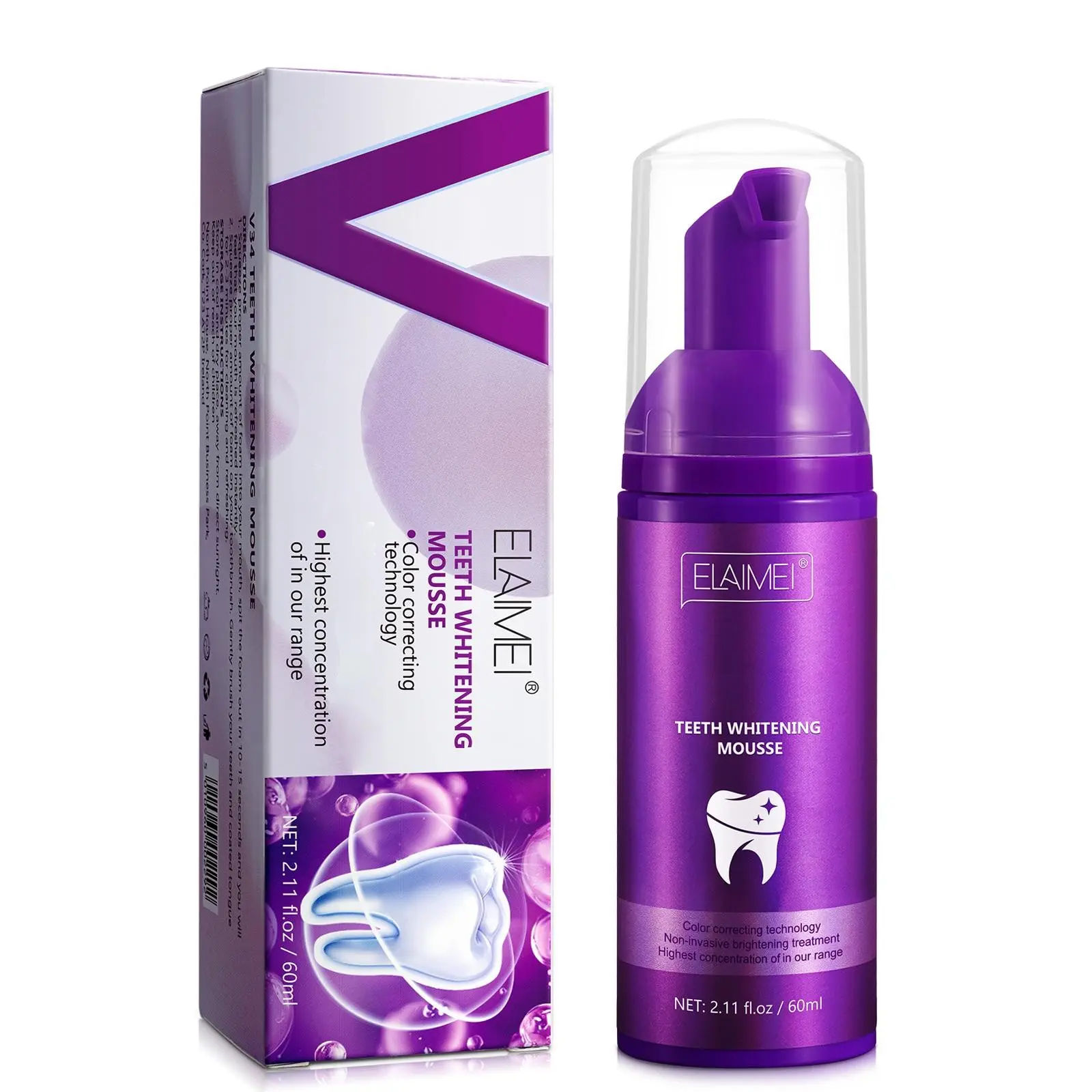 Elaimei Mint Toothpaste Mousse 60ML, Oral Care Toothpaste, Neutralizes Stains, Enhances Natural Shine, Fresh Breath, Oral Health Maintenance