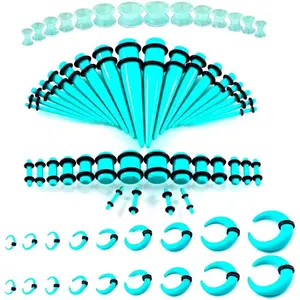 FUNRUN 72PCS Ear Stretching Kit 14G-00G Ear Gauges Taper Plug & Tunnel Set Acrylic Body Piercing Jewelry summerwins